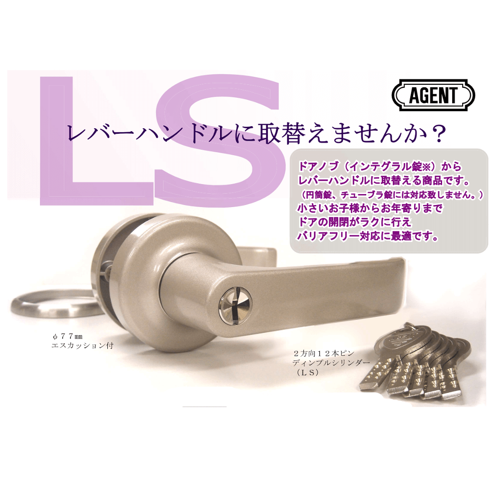 AGENT LF-640【エージェント/ノブ取替用レバーハンドル錠/空錠/バック