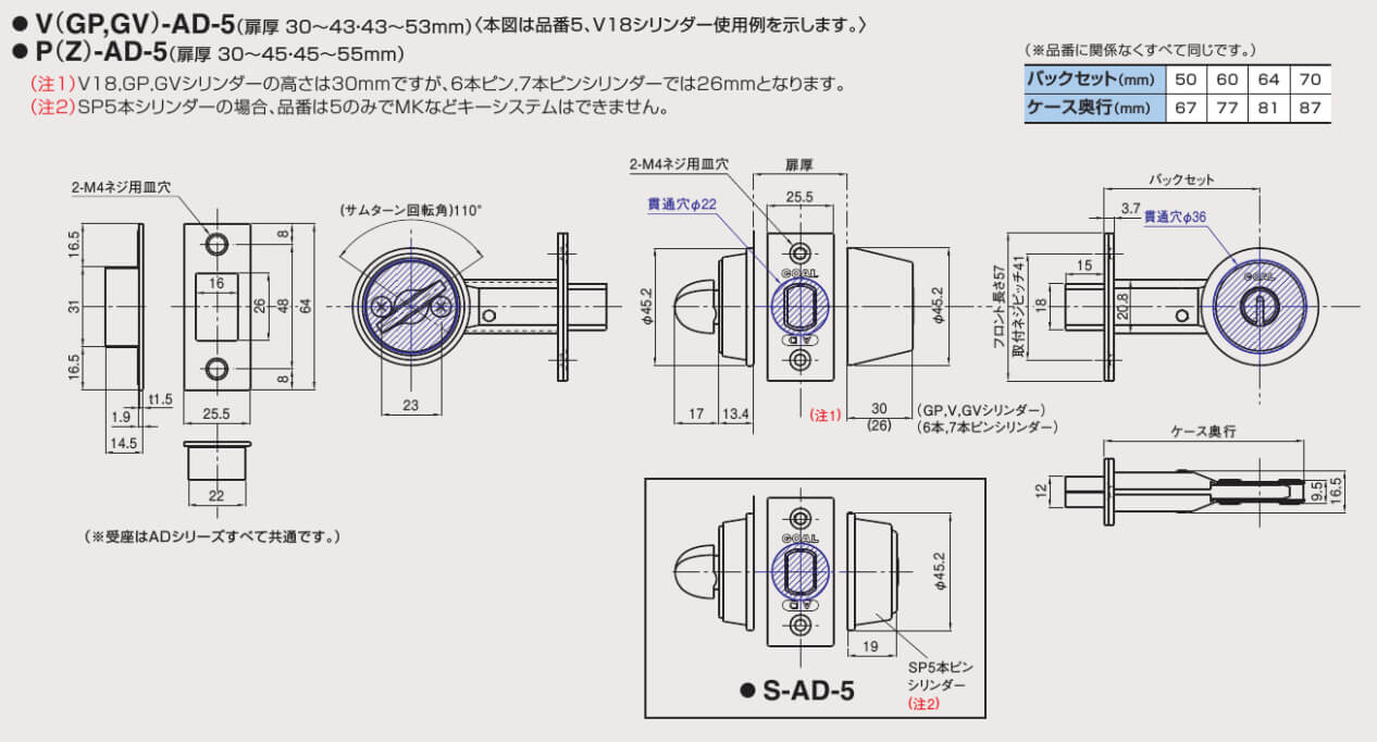 GOAL V-AD-5【ゴール/チューブラー本締錠】 / 鍵と電気錠の通販サイトkeyDEPO.